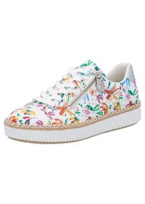 Rieker Damen Plateausneaker, Gr. 38, bunt, Lederimitat, geblümt, casual, Schuhe, Schnürschuh, Halbschuh, Sneaker mit seitlichem Reißverschluss