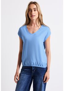 Street One Damen Hemdbluse, blau, casual, Gr. 44, unifarben, Stoff, 100% Viskose, Blusen, aus softer Viskose