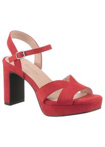 ANISTON SHOES Damen High-Heel-Sandalette, Gr. 36, rot, Textil, Veloursleder, elegant, Schuhe, Sommerschuh, Abendsanale, Plateau - NEUE KOLLEKTION