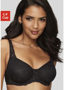 Nuance Damen Minimizer-BH, Gr. 75, schwarz, Mesh, Spitze, Obermaterial: 86% Polyamid, 14% Elasthan, feminin, BHs, mit Bügel aus extraflachem