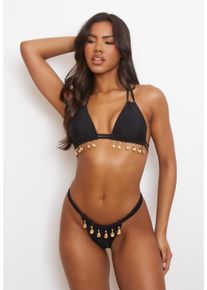MODA MINX Damen Triangel-Bikini-Top "Selene Droplet", schwarz, feminin, Gr. S, unifarben, 82% Polyamid, 18% Elasthan, Bikini-Oberteile, mit