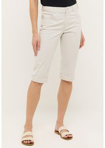 Angels Damen Caprihose, weiß, casual, Gr. 44, unifarben, Web, Obermaterial: 97% Baumwolle, 3% Elasthan, Hosen, mit Stretch