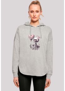 F4NT4STIC Damen Kapuzenpullover "Skelett hält Herzballon", grau, casual, Gr. XS, Obermaterial: 100% Baumwolle, Pullover, Premium Qualität