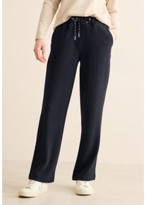 Cecil Damen Stoffhose, blau, casual, Gr. S, Strukturmuster, Stoff, 73% Polyester, 22% Viskose, 5% Elasthan, Hosen, mit Tunnelzugband