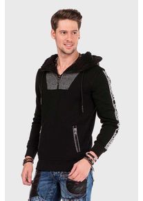 Cipo & Baxx CIPO & BAXX Herren Kapuzenpullover "Pullover", schwarz, casual, Gr. M, unifarben, 70% Baumwolle;30% Polyester, Pullover, mit modischen Details