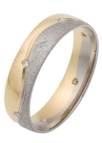 Firetti Trauring "Schmuck Geschenk Gold 375 Hochzeit Ehering Trauring "LIEBE" Welle", 19, 0,06 ct SI = kleine Einschlüsse mit Brillanten, Gelbgold
