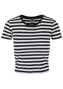 Urban Classics Herren T-Shirt "Urban Classics Damen Ladies Short Striped Tee", weiß, casual, Gr. XL, gestreift, 100% Baumwolle, Shirts