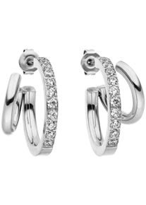 PURELEI Damen Paar Ohrstecker "Schmuck Geschenk Double Glitter Ohrringe, 23121", Edelstahl, weiß, Edelstahl, Ohrringe, mit Zirkonia (synth.)