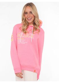 Zwillingsherz Damen Hoodie ""Glück"", pink, modisch, Gr. LXL, Sweatware, Obermaterial: 50% Baumwolle, 50% Polyester, Sweatshirts, mit Schriftzug