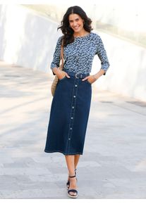 Inspirationen Damen Print-Shirt "Rundhals-Shirt", blau, Gr. 38, geblümt, gemustert, mehrfarbig, bedruckt, 50% Baumwolle, 50% Modal, Shirts