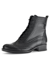 Gabor Damen Schnürstiefelette, Gr. 38, schwarz, Kalbsleder, Lyralochung, klassisch, Schuhe, Blockabsatz, Schnürboots, Businessschuh mit modischer