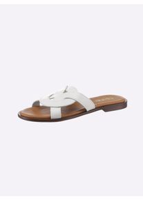 Heine Damen Pantolette, Gr. 37, weiß, Leder, Rindsleder, Leder, modisch, Schuhe