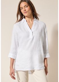 Cecil Damen Hemdbluse, weiß, casual, Gr. M, unifarben, Web, Obermaterial: 100% Leinen, Blusen, lang, mit 3/4-Arm und aus Leinen