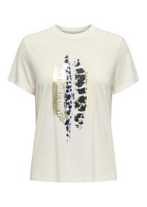 Only Damen Kurzarmshirt "ONLFREE LIFE MODAL S/S ATELIER TOP JRS"cloud dancer print:temptation dreaming, modisch, Gr. S, bedruckt, Jersey,