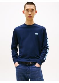 Tommy Jeans Herren Langarmshirt "TJM REG POP COL NW CLSC LS T EXT", blau, casual, Gr. L, unifarben, Single Jersey, Obermaterial: 100% Baumwolle,