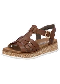 Rieker Damen Plateausandale, Gr. 42, braun, Leder, unifarben, modisch, Schuhe, Sommerschuh, Urlaubschuh, Sandalette mit weichem Fußbett