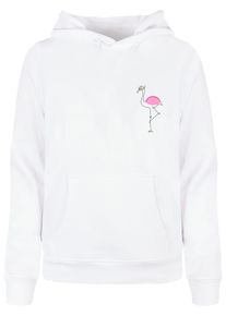 Merchcode Damen Kapuzenpullover "Merchcode Damen Ladies Flamingo Basic Hoody", weiß, casual, Gr. XL, mehrfarbig, 50% Baumwolle, 50% Polyester,