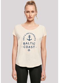F4NT4STIC Damen T-Shirt "Ostsee Logo Knut & Jan Hamburg", beige, casual, Gr. L, Obermaterial: 100% Baumwolle, Shirts, Print