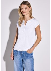 Street One Damen T-Shirt, weiß, casual, Gr. 40, unifarben, Web, 100% Baumwolle, Shirts, aus reiner Baumwolle