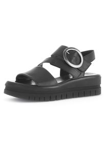 Gabor Damen Keilsandalette, Gr. 40, schwarz, Nappaleder, unifarben, modisch, Schuhe, Sommerschuh, Riemensandale, Bequemschuh mit Best