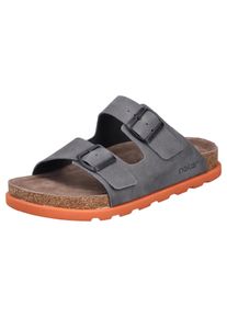 Rieker Herren Pantolette, Gr. 40, grau, Nubukleder, klassisch, Schuhe, Sommerschuh, Strandschuh, Hausschuh mit bequemem Fußbett