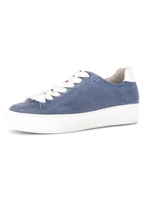 Gabor Damen Plateausneaker "FLORENZ", Gr. 37, blau, Ziegenveloursleder, Kalbsleder, casual, Schuhe, Freizeitschuh, Halbschuh, Schnürschuh mit
