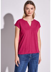 Street One Damen T-Shirt, lila, casual, Gr. 34, unifarben, Web, 100% Baumwolle, Shirts, aus reiner Baumwolle