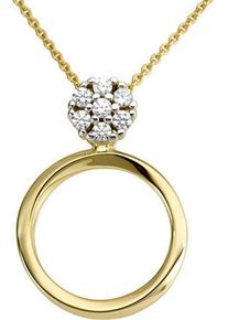 Firetti Damen Ketten-Anhänger "Schmuck Geschenk Gold 333 Halsschmuck Anhänger Kreis rund bicolor", 0,07 ct P2 = erkennbare Einschlüsse, Gelbgold