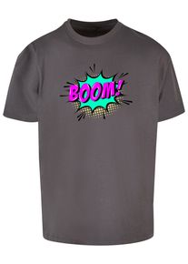 Merchcode Herren T-Shirt "Merchcode Herren BOOM Comic Heavy Oversized Tee", grau, casual, Gr. L, bedruckt, 100% Baumwolle, Shirts