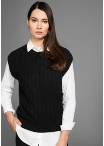 HECHTER PARIS Damen Pullunder, schwarz, feminin, Gr. 44, unifarben, Strick, Obermaterial: 50% Baumwolle, 50% Polyacryl, Pullover, mit Strickmuster
