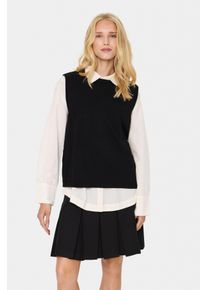 Saint Tropez Damen Pullunder "MilaSZ Vest", schwarz, modisch, Gr. S, unifarben, Strick, Obermaterial: 80% Viskose, 20% Polyacryl, Pullover