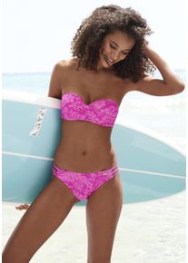 Venice Beach Damen Bügel-Bandeau-Bikini-Top "Moloka", pink, Gr. 32, bedruckt, Recycling-Polyamid, Bikini-Oberteile, Abnehmbare Träger