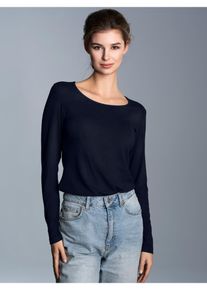 TRIGEMA Damen Longsleeve "TRIGEMA Shirt aus Viskose Langarm", blau, Basic, Gr. L, 94% Viskose, 6% Elastan, Shirts