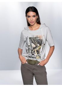 Heine Damen Kapuzenshirt "Kapuzen-Shirt", grau, Gr. 40, gemustert, mehrfarbig, bedruckt, 100% Baumwolle, Shirts