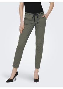 Only Damen Chinohose "ONLEVELYN REG ANKLE CHINO PANT PNT NOOS", grün, modisch, Gr. 38, unifarben, Web, Obermaterial: 97% Baumwolle, 3% Elasthan, Hosen