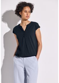 Street One Damen T-Shirt, blau, casual, Gr. 36, unifarben, Web, 100% Baumwolle, Shirts, aus reiner Baumwolle