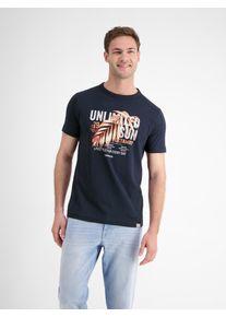 Lerros Herren T-Shirt "Lerros Herren T-Shirt mit Brustprint", blau, Gr. M, 100% Baumwolle, Shirts