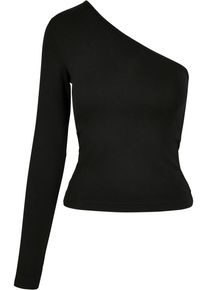 Urban Classics Damen Langarmshirt "Urban Classics Damen Ladies Asymmetric Longsleeve", schwarz, casual, Gr. M, unifarben, 95% Baumwolle, 5% Elasthan,