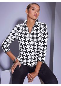 CRÉATION L CREATION L Damen Poloshirt "Poloshirt", schwarz, Gr. 38, gemustert, mehrfarbig, 95% Viskose, 5% Elasthan, Shirts
