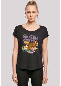 F4NT4STIC Damen T-Shirt "Long Cut Shirt 'Scooby Doo The Amazing Scooby'", schwarz, casual, Gr. S, Obermaterial: 100% Baumwolle, Shirts, Damen,Premium