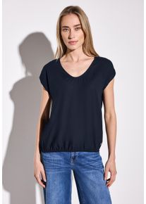 Street One Damen Hemdbluse, blau, casual, Gr. 42, unifarben, Stoff, 100% Viskose, Blusen, aus softer Viskose