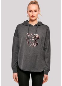 F4NT4STIC Damen Kapuzenpullover "Niedliches Goth Skelett Herz Seifenblasen", grau, casual, Gr. L, Obermaterial: 100% Baumwolle, Pullover, Premium