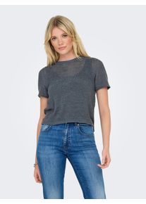 Only Damen Kurzarmpullover "ONLSUNNY S/S PULLOVER NOOS KNT", blau, modisch, Gr. L, unifarben, Strick, Obermaterial: 55% Polyacryl, 45% Nylon, Pullover