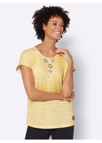 Casual Looks Damen Kurzarmshirt "Shirt", gelb, Gr. 38, gemustert, mehrfarbig, 50% Baumwolle, 50% Modal, Shirts