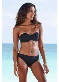 s.Oliver Damen Bikini-Hose "Rome", schwarz, Gr. 36, unifarben, Microfaser, Polyamid, Microfaser, Badehosen, mit Umschlagbund