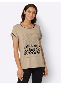 Inspirationen Damen Kurzarmshirt "Shirt", beige, Gr. 40, gemustert, mehrfarbig, bedruckt, animal-print, 95% Viskose, 5% Elasthan, Shirts