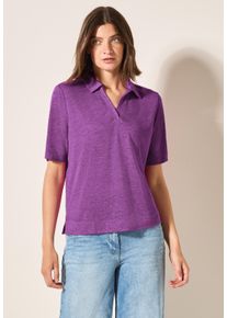 Cecil Damen Poloshirtmagenta lacquer, casual, Gr. S, unifarben, Stoff, 55% Polyester, 45% Viskose, Shirts, aus softem Materialmix