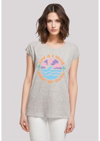 F4NT4STIC Damen T-Shirt "Life Is A Beach Enjoy The Waves", grau, casual, Gr. L, Obermaterial: 100% Baumwolle, Shirts, Premium Qualität