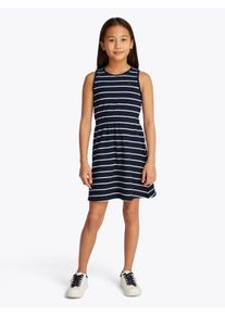 Tommy Hilfiger Mädchen Jerseykleid "LINEN JERSEY DRESS SLVLS", blau, casual, Gr. 92, gestreift, Jersey, Obermaterial: 55% Leinen, 45% Baumwolle,