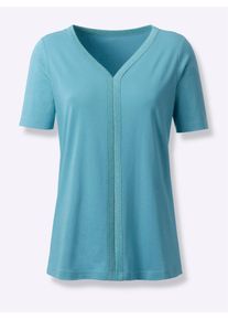 Classic Basics Damen Kurzarmshirt "Kurzarm-Shirt", blau, Gr. 56, unifarben, 100% Baumwolle, Shirts